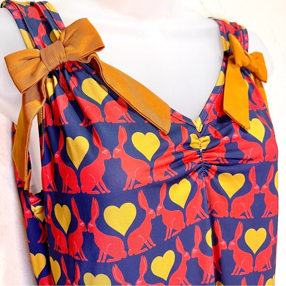 Lindy Bop Retro Navy Bunny Rabbit Sleeveless Tank Top Womens M - Picture 3 of 7